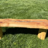 Redwood blue River Bench in a park setting