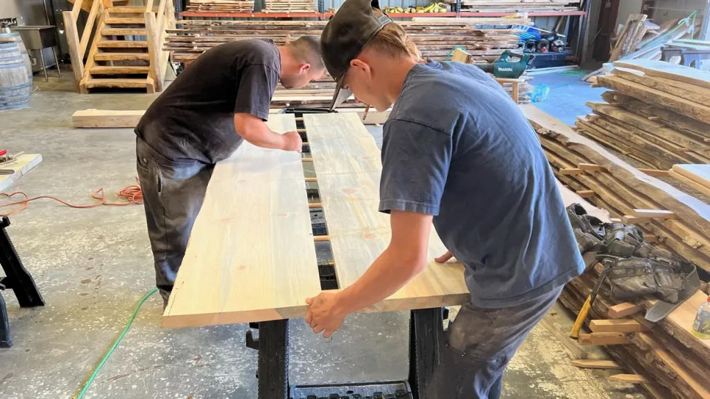 Pine Dining Table using the Domino Tool to join pieces together seamlessly
