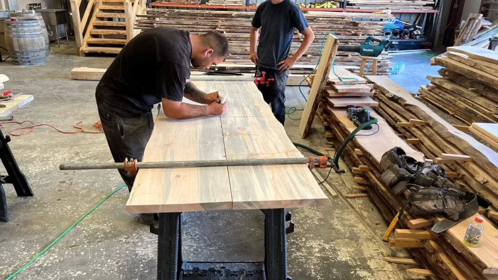 Pine Dining Table using the Domino Tool to join pieces together seamlessly