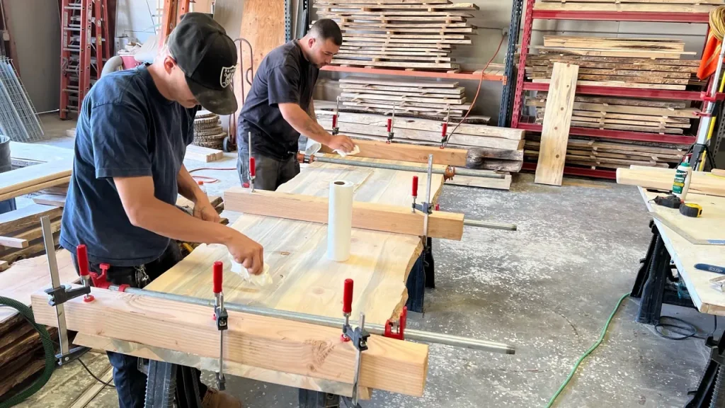 Pine Dining Table using the Domino Tool to join pieces together seamlessly