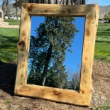 pine live edge mirror in a park setting