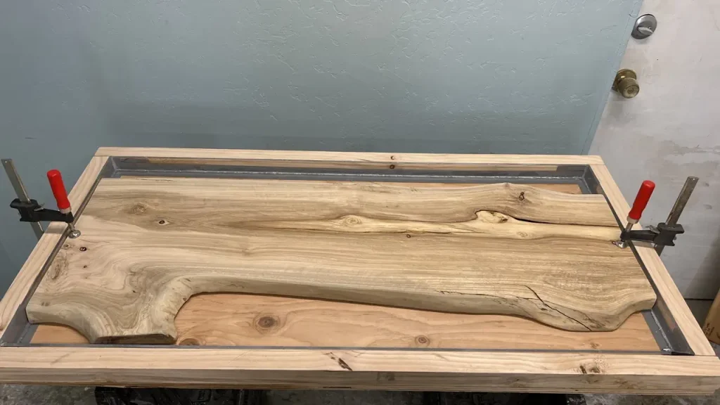Black Pear lEucalyptus Coffee Table form being workedon in the shop
