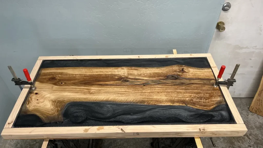 Black Pear lEucalyptus Coffee Table form being workedon in the shop