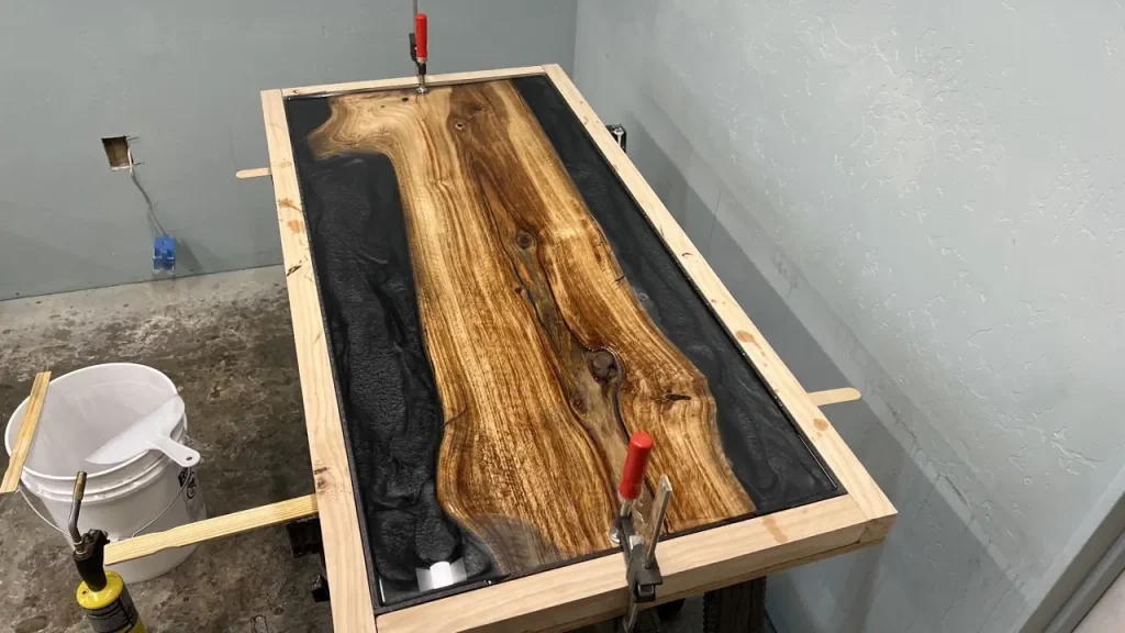 Black Pear lEucalyptus Coffee Table form being workedon in the shop