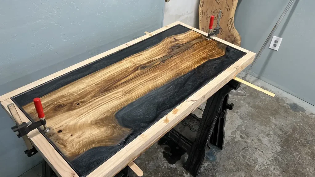 Black Pear lEucalyptus Coffee Table form being workedon in the shop
