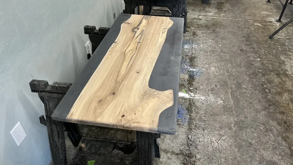 Black Pear lEucalyptus Coffee Table being workedon in the shop