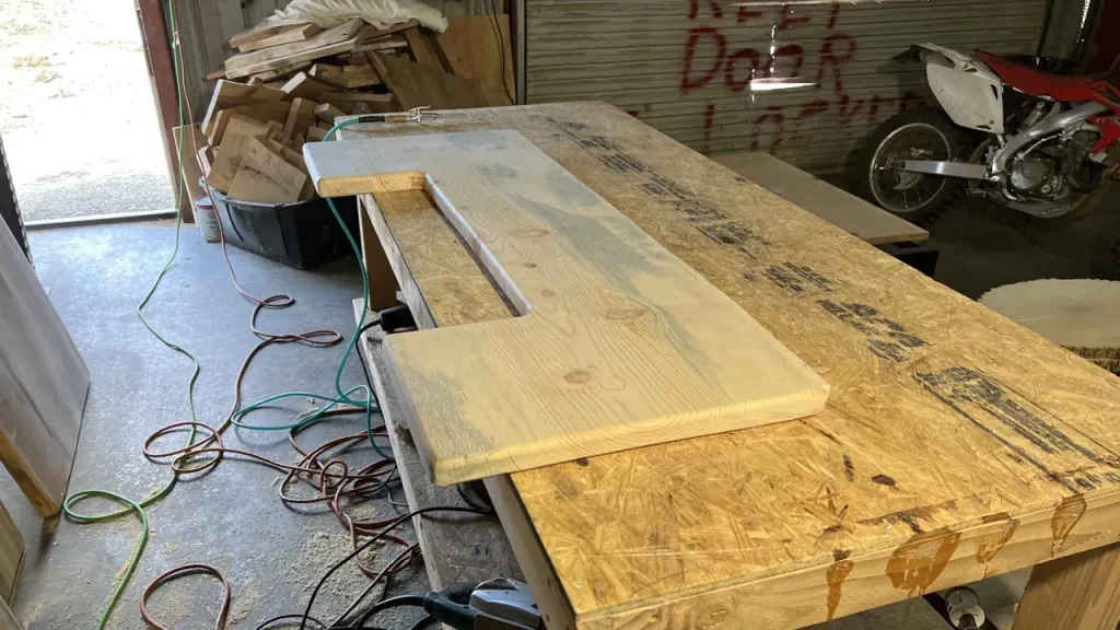 Pine bartop being constructed at the shop