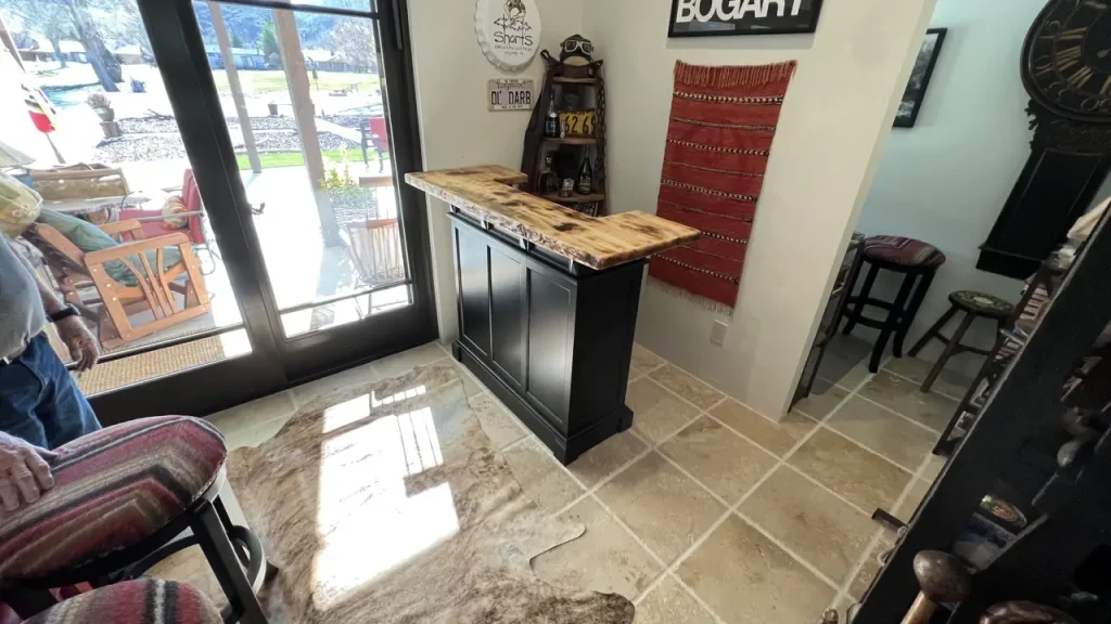 Pine bartop being constructed at the shop