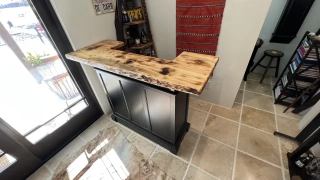 Pine Bartop installed in our clients house