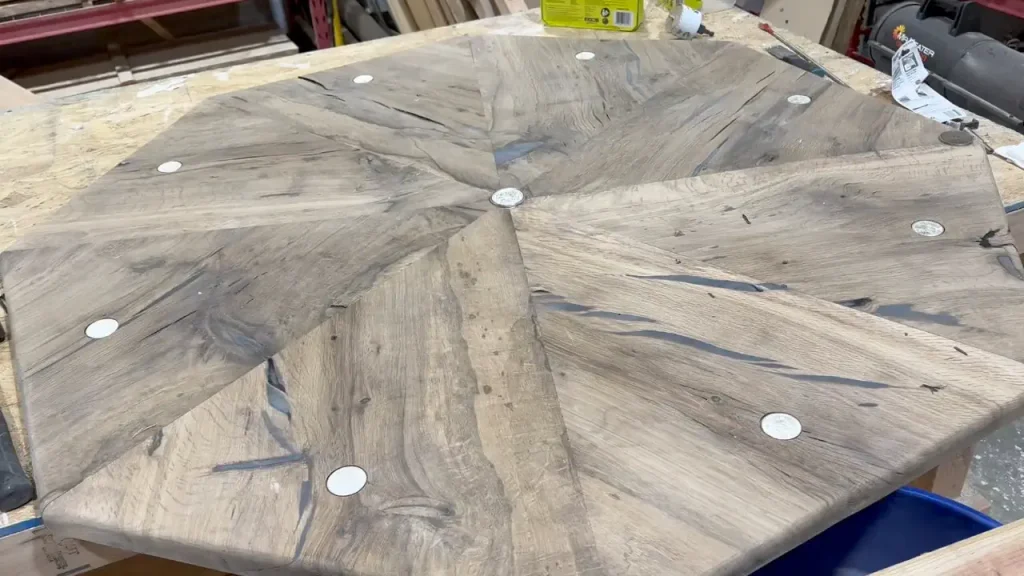 poker table under construction at the shop