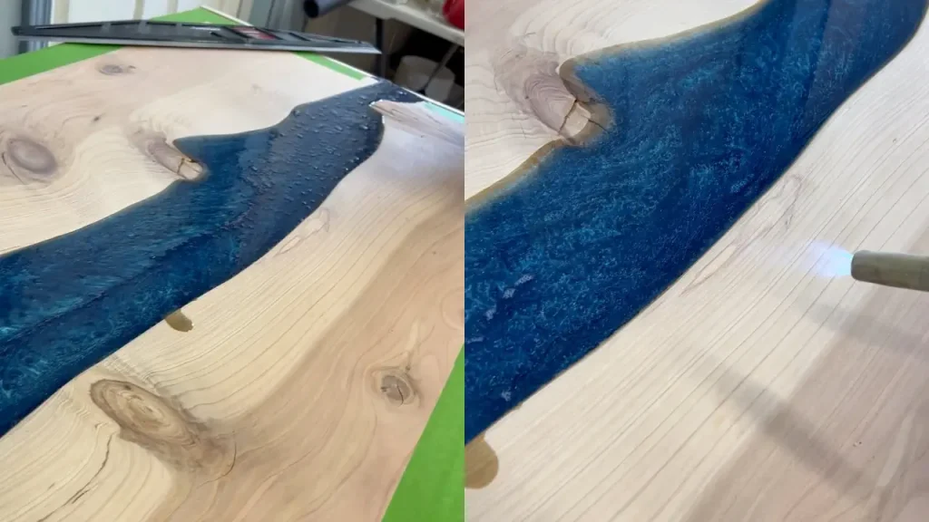applying Resin to a Green River Table