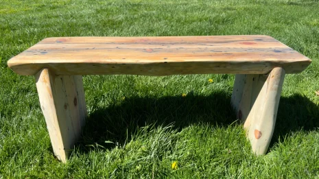 Blue Pine Bench in the park Blue Pine Bench in the park