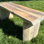 Blue Pine Bench in the park setting