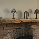 Pine mantle installed in customer's home