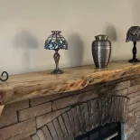 Pine mantle installed in customer's home