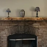 Pine mantle installed in customer's home