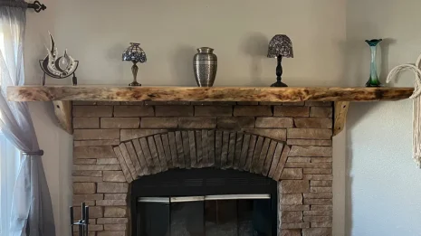 Pine mantle installed in customer's home Pine mantle installed in customer's home