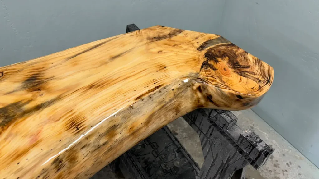 Pine live edge mantle resin pour