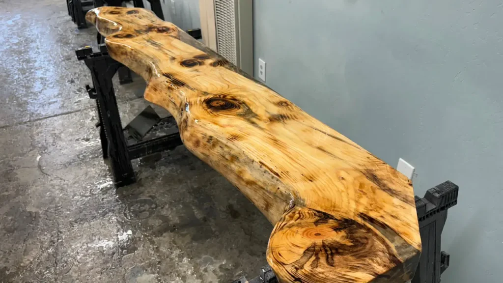 Pine live edge mantle resin pour