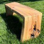 Oak Live Edge Bench in park setting