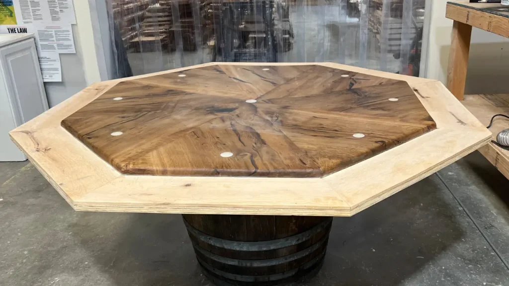 Poker Table being constructed in the Shop