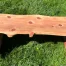 Redwood bench sitting in the grass