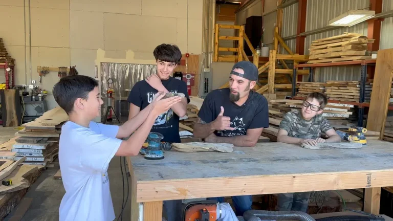 Toby and sons in the shop doing family projects