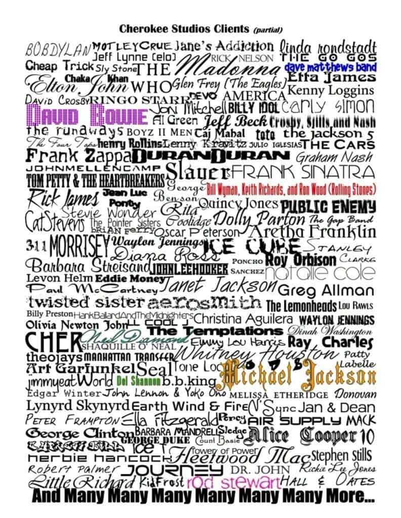 Cherokee Studios Client List