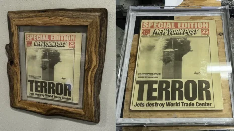 Framed Collectible 9/11/01 Newspaper Framed Collectible 9/11/01 Newspaper