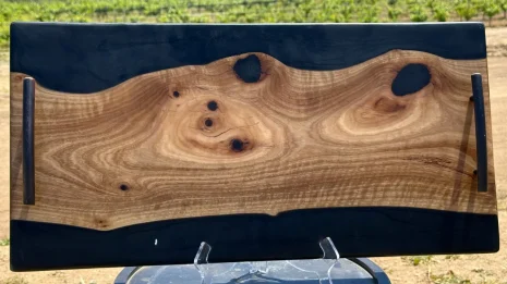 Eucalyptus Black Resin Charcuterie Board with Handles