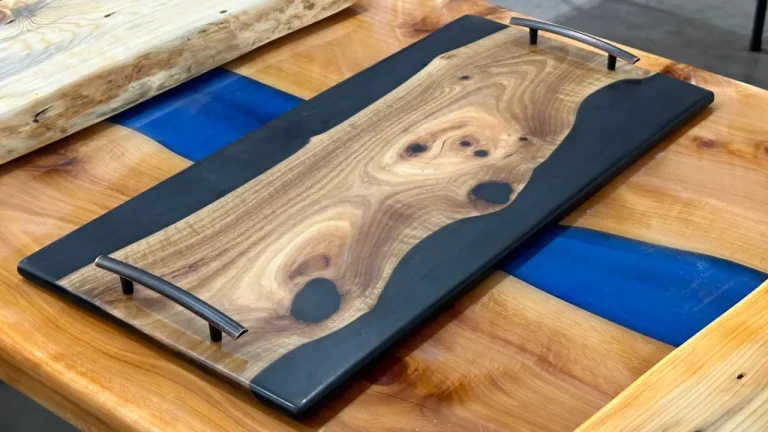 Eucalyptus charcuterie board with black resin