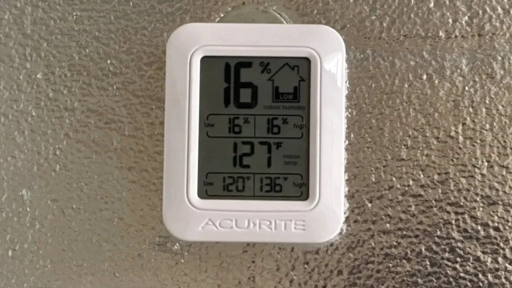 Thermometer in the kiln ready 127 degrees
