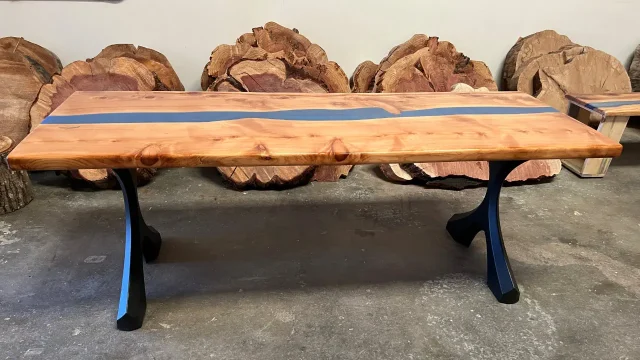 Redwood Dining Table with Blue River