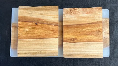 Eucalyptus Lap Tray with white resin legs folded