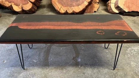 BLACK CHARRED RED RIVER COFFEE TABLE BLACK CHARRED RED RIVER COFFEE TABLE