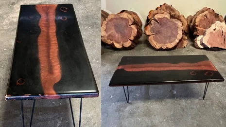 BLACK CHARRED RED RIVER COFFEE TABLE BLACK CHARRED RED RIVER COFFEE TABLE