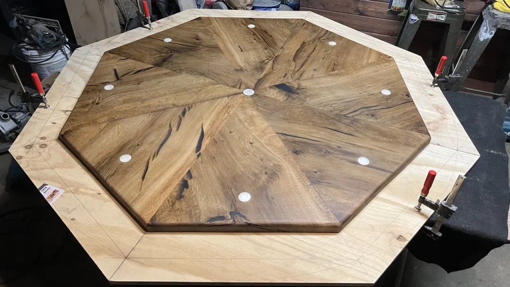 Oak Poker Table being constructed