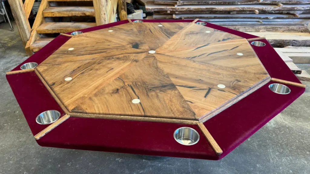 Eight sided red oak poker table