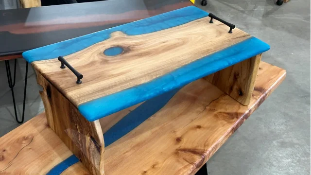 Eucalyptus Lap Table Teal Resin