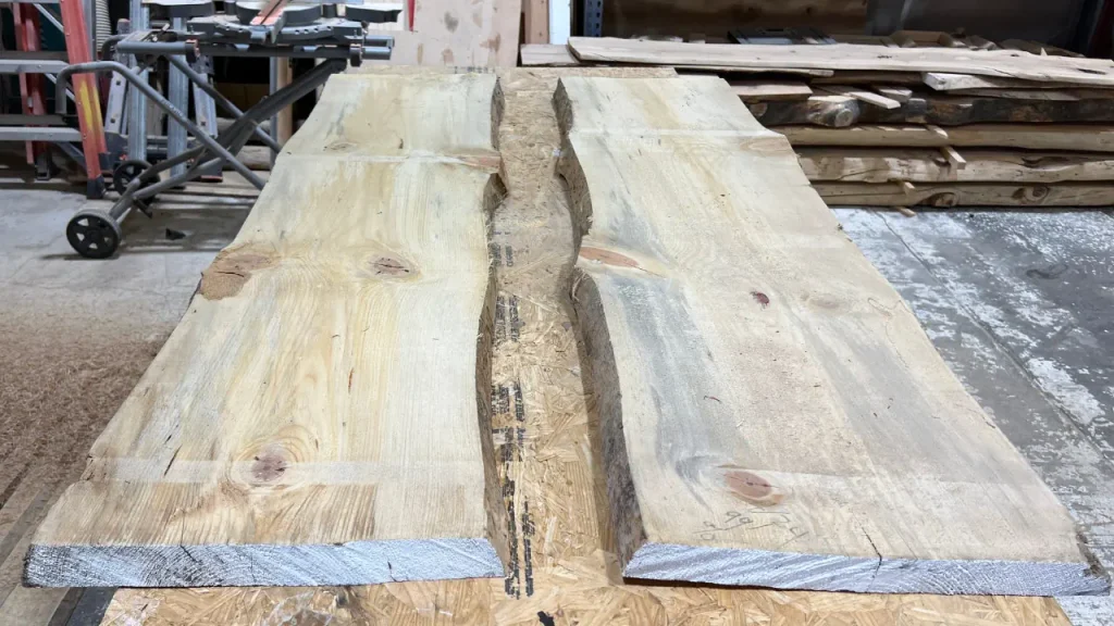 The premium stock for the river table has been selected and carefully aligned.