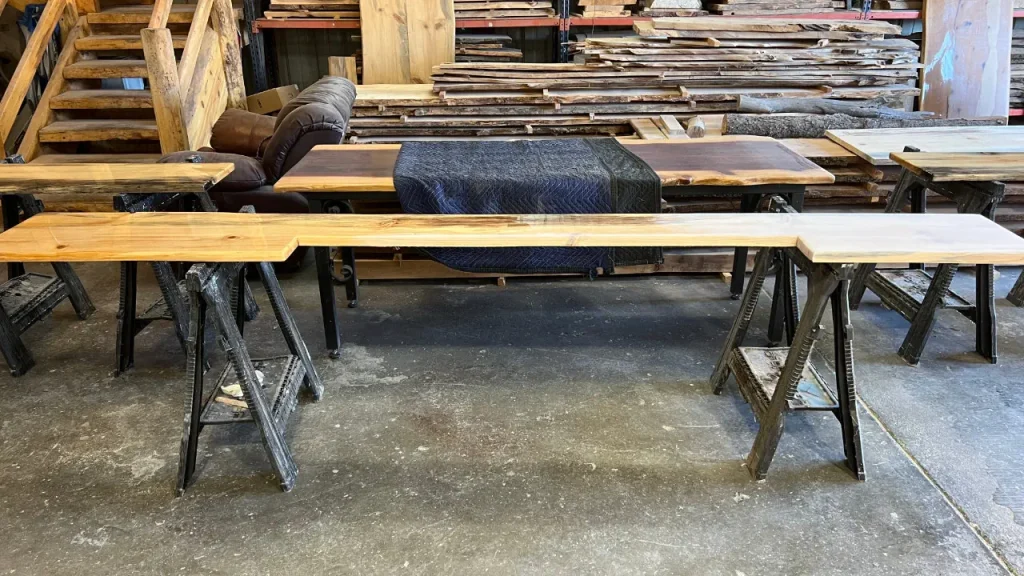 pine Kitchen counters being constructed in the Shop