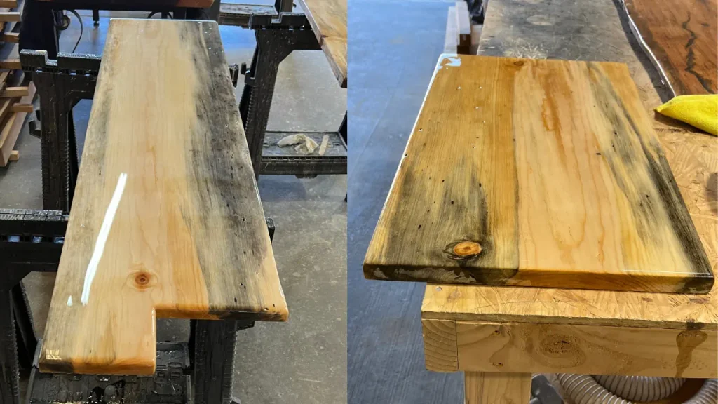 pine Kitchen counters being constructed in the Shop