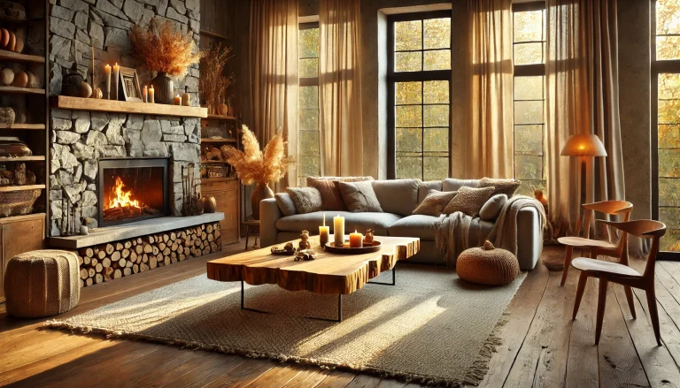 cozy living room with autumn feel