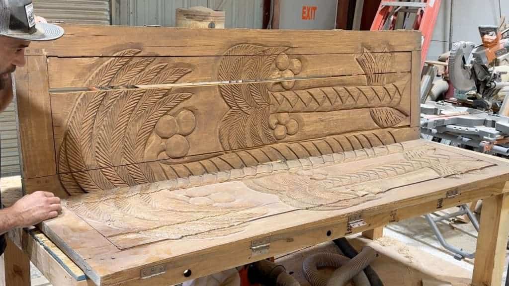 bench made from trifold closet door