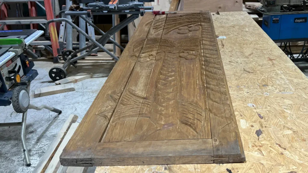 bench made from trifold closet door
