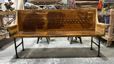 bench made from trifold closet door
