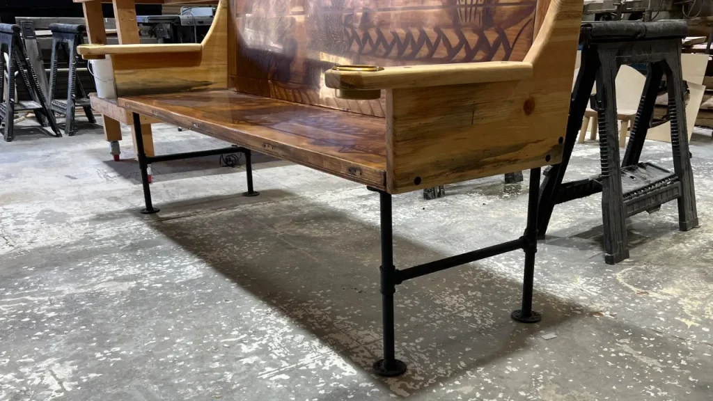 bench made from trifold closet door