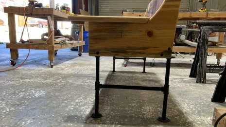 bench made from trifold closet door