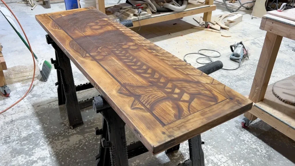 bench made from trifold closet door