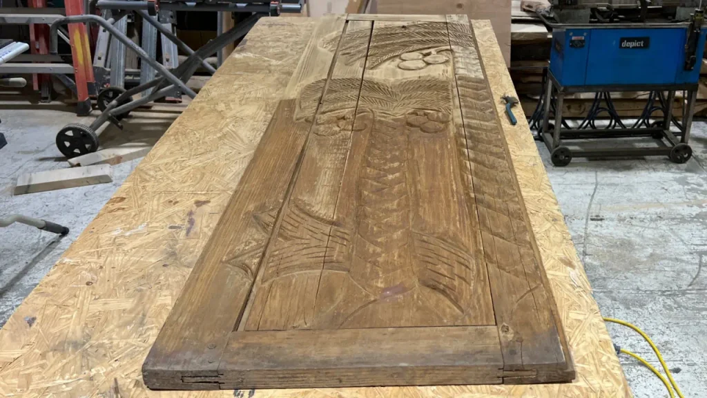 bench made from trifold closet door